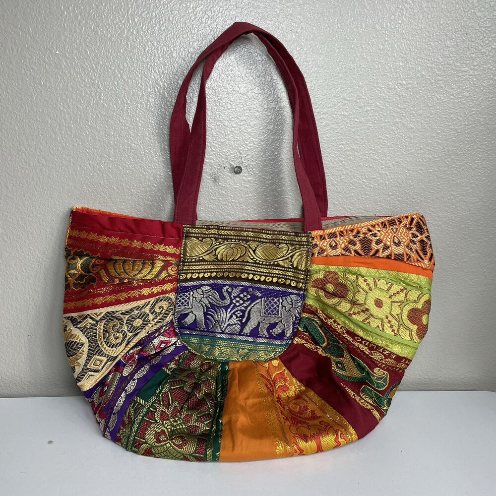 Elephant Boho Patchwork Shoulder Bag Hippie Festival Tote Ethnic Colorful